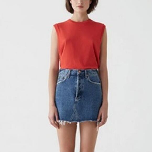 AGOLDE Quinn Denim Mini Skirt in Warrant Wash - Picture 1 of 9